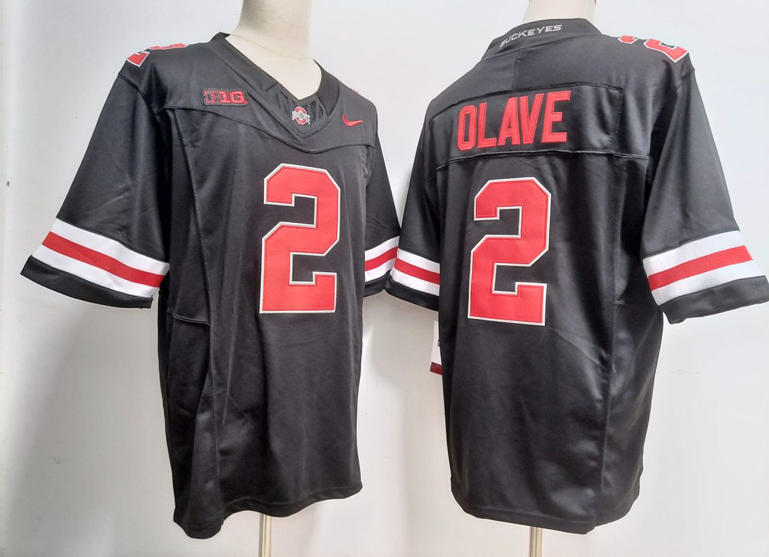 Men Ohio State Buckeyes 2 Olave Black Nike 2025 NCAA Jersey style 1